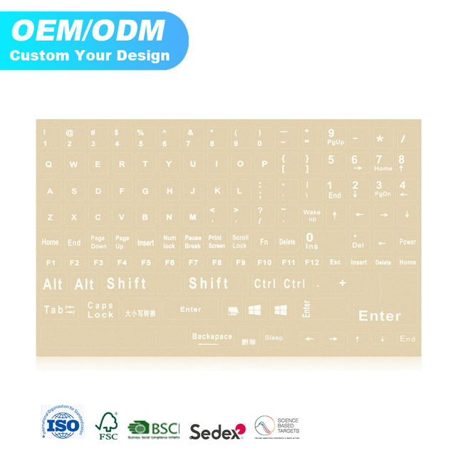 Custom Vinyl PVC Language Transparent Background Keyboard Stickers Protection Film Keyboard Sticker for Notebook