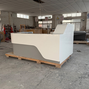 Khách sạn 5 sao cong bàn tiếp tân Kích thước rực rỡ thiết kế nhân tạo đá nhà hàng tiền mặt truy cập để bán - Product Image 5