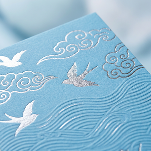 Cartes <span class=keywords><strong>de</strong></span> remerciement personnalisées bleu ciel avec motif nuage argenté et oiseau, gaufrées, pour voyages, mariages, emballages, cartes <span class=keywords><strong>de</strong></span> vœux, vente en gros en vrac - Product Image 2
