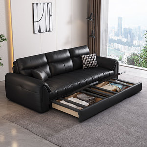 أريكة حديثة كلاسيكية سوداء مع نسيج خدش للقطط قابلة للطي مزدوجة الاستخدام لغرفة المعيشة وشقة صغيرة - Product Image 2