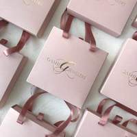 Boîte-Tiroir Personnalisée de Luxe pour Cadeau, Sacs en Papier Roses avec Poignée en Ruban, Marquage à Chaud pour Emballage de Bijoux