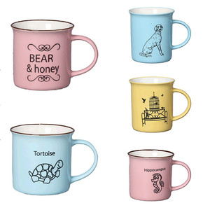 Juego de Tazas de Cerámica con Diseño de Bigote Rojo para Novios, Taza de Café para Pareja, Regalo de Boda, Patrón de Dibujos Animados Serigrafiados - Product Image 5