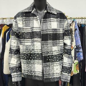 Wholesale Custom Black <strong>White</strong> Checked <strong>Flannels</strong> Men's Button up Plaid <strong>Flannel</strong> Gem Pearls <strong>Flannel</strong> Shirts - Product Image 2