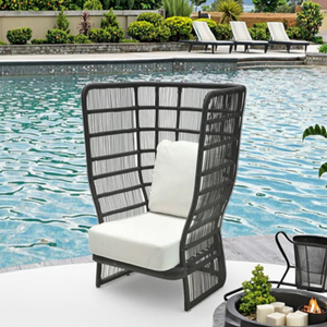 Modern Luxury Hotel Villa Aluminum Frame PE Rattan <strong>High</strong> <strong>Back</strong> Patio Lounge Dining <strong>Garden</strong> <strong>Chairs</strong> Outdoor Furniture Set - Product Image 1