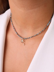 Collier ras du cou en acier inoxydable de haute qualité, perles facettées minimalistes en pierres précieuses de 2 mm, bijoux faits à la main, cadeaux pour <span class=keywords><strong>elle</strong></span> - Product Image 2