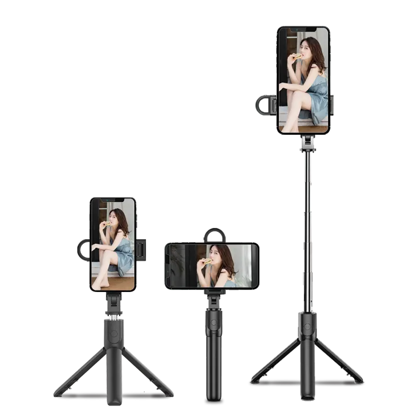 Treppiede smart selfie stick 360 rotazione con luce a Led telecomando Bluetooth Wireless per Iphone prezzo di fabbrica Selfie Stick