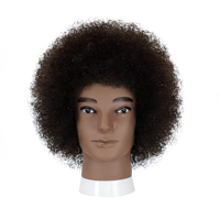 Tête d'entraînement en cheveux humains Remy bouclés crépus africains pour hommes, idéale pour la pratique de la tressage, de la coupe, de la coloration et du coiffage en chignon en salon