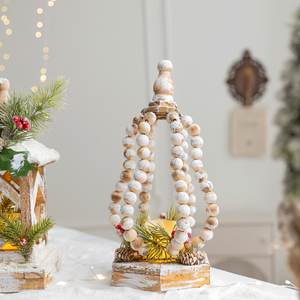 Wooden <b>Christmas</b> <b>Lantern</b> Set with LED Light, Distressed White Farmhouse <b>Lanterns</b> with Snow Effect for Mantel Tabletop Decor - Product Image 3
