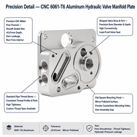 Placa de Colector de Válvulas Hidráulicas de Aluminio 6061-T6, Fabricación CNC Personalizada OEM, Equipos Industriales, Canales de Flujo Internos, Roscas para Tuberías