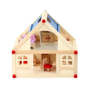 2018 गर्म बिक्री बच्चों मजेदार लकड़ी लघु खिलौना गुड़िया घरों AT11918