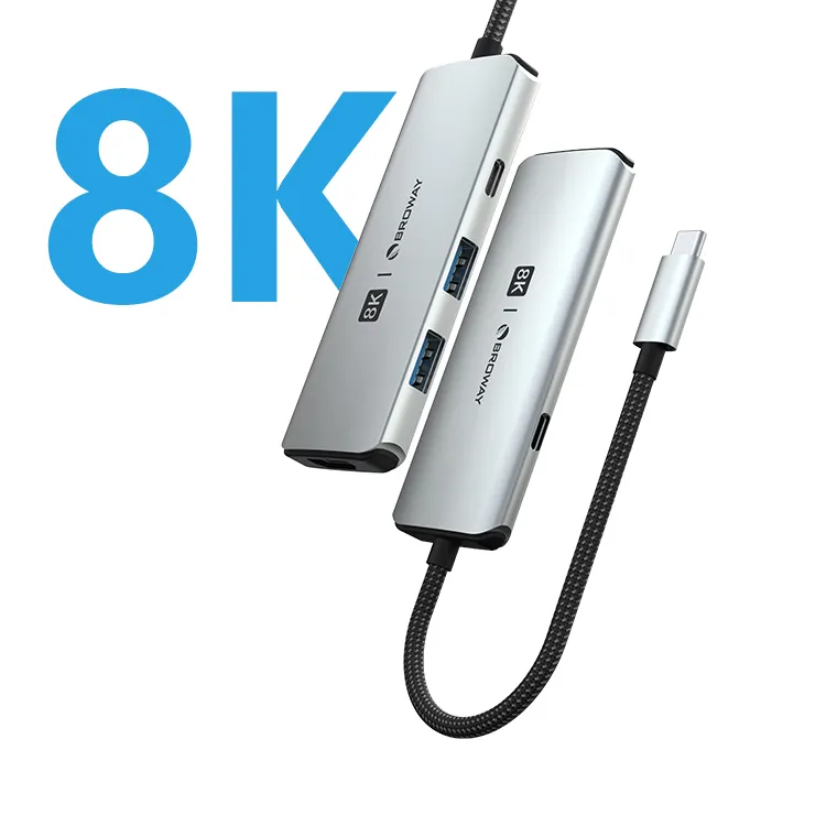 อุปกรณ์แปลงสัญญาณ5in1 PD3.0 8K HDMI USBC 3.2 GEN1,อุปกรณ์แปลงพอร์ต Usb Otg Type C หรือพอร์ต Usb Hub สำหรับ USB C HUB ลำดับ Usb แบบพกพา