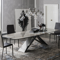 Table à Manger Rectangulaire Moderne de Luxe Italien avec Plateau en Marbre