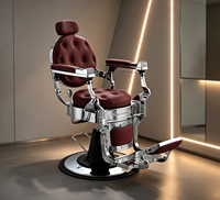Fauteuil de barbier chromé rétro, fauteuil inclinable hydraulique pour hommes, mobilier de salon de coiffure