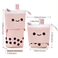 Mignon télescopique lait thé porte-crayon école fournitures de bureau bureau tiroir organisateur porte-stylo papeterie pochette sac