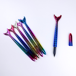 Promosyon güzel yaratıcı güzel promosyon hediyesi gökkuşağı renkli plastik balık şekli kalemler sevimli kırtasiye Mermaid kalem - Product Image 6