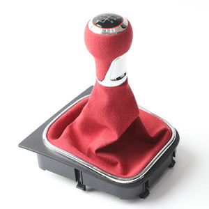 Pomo de Palanca de Cambios de Coche, de Cuero Rojo, 5 o 6 Velocidades, Transmisión Manual, Compatible con Volkswagen - Product Image 3