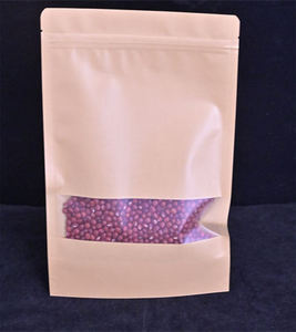 Doypack Túi Đứng Đựng Giấy Kraft Thủ Công Màu Trắng Nâu Ziplock Túi Có Khóa Kéo Đóng Gói Thực Phẩm Có Cửa Sổ - Product Image 2