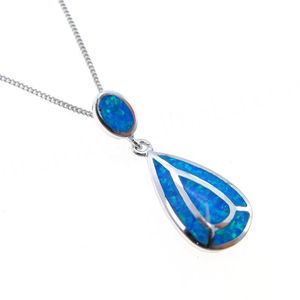 Colgante de Plata de Ley 925 con Baño de Rodio y Ópalo Azul, Bonito y Elegante, para Mujer, Ideal para Regalo - Product Image 2