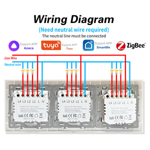 Smart Home Zigbee <b>Switch</b> Panel 6 Gang Wireless Remote <b>Control</b> Tuya App Alexa Voice British Standard White Glass - Product Image 4