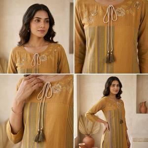 High On Demand Elegant Handwoven Cotton <b>Kurti</b> with Comfortable Fit Breathable Material for Summer and Casual Wear For Sale - Product Image 6