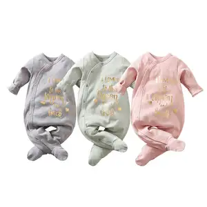 Wholesale Newborn Baby Romper Cotton Slanted Placket Open Button