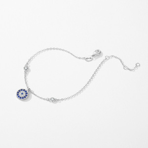 Pulsera de Cadena de Plata S925 con Dije de Ojo Azul, Cristal y Diamantes de Imitación, Joyería Clásica para Uso Diario de Mujer - Product Image 5
