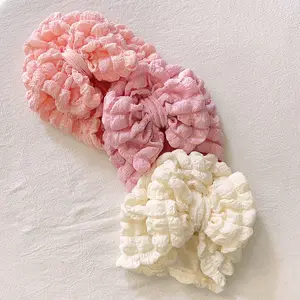 Cute Baby Elastic Bubble Big Bow turbante fascia in cotone neonato fotografia fascia infantile Popcorn cappello indiano