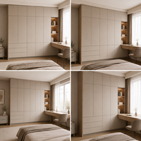 Armoire de chambre intégrée avec bureau d'angle intégré, solution de rangement personnalisée tout-en-un pour toute la maison