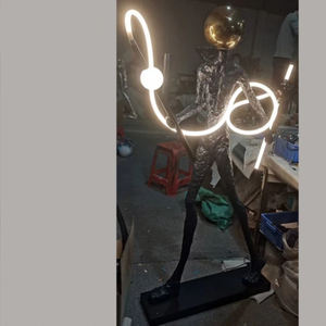 Lampe de <span class=keywords><strong>sol</strong></span> en forme de note de <span class=keywords><strong>musique</strong></span> de <span class=keywords><strong>gymnastique</strong></span>, statue de Tai Chi, décoration, lumières de <span class=keywords><strong>sol</strong></span> pour hall d'hôtel, sculpture de tête plaquée or, éclairage - Product Image 1