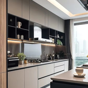 Ensemble de meubles de <span class=keywords><strong>cuisine</strong></span> modulaires en PVC personnalisés BALOM avec un design de rangement multifonctionnel, solution abordable pour les appartements et les locations - Product Image 1