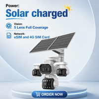 Caméra de sécurité solaire extérieure 4G avec carte SIM, 20MP CMOS, panoramique/inclinaison, 6 moteurs, vision nocturne couleur, IP65, H.265, 360°, détection de mouvement par batterie