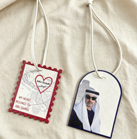 Porte-clés de sac à main en cuir PU avec pendentif décoratif en forme créative et impression de la ville d'Abu Dhabi, Émirats arabes unis, pour femmes