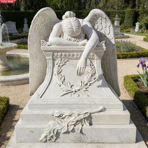 Scultura Personalizzata YOUFINE di Angelo Piangente in Marmo Bianco per Lapide, Memoriale da Giardino e Cimitero - Product Image 4