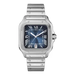 Popular Fashion Designer Square Calendar Steel Straps Custom Brand Quartz Watch Man Luxury Horloge
