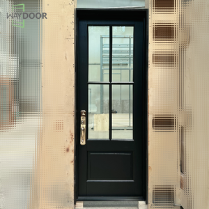 木製ドアカスタムMdfオークマホガニー木製ドアガラスパネル前吊り内装表面仕上げ無垢材フレームルームドア - Product Image 2