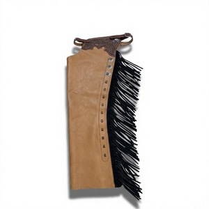 Chaps de cow-boy en cuir personnalisés, brodés à la main, avec franges, en cuir de vachette pleine fleur, pour homme, pour l'équitation. - Product Image 1