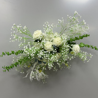 Fleur artificielle haut de gamme effet soie, rouge forêt, en pot, pour la décoration de lieux de mariage et d'événements intérieurs/extérieurs