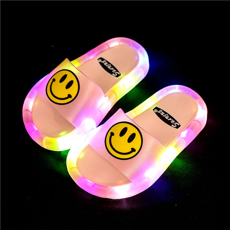 Children's Luminous Slippers Soft PVC Shoes Smile Pattern Non-slip Footwear Kids Slippers for Girls