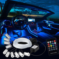 Bande lumineuse LED RGB pour l'intérieur de la voiture, fil néon, lumière ambiante en fibre optique, lumière d'ambiance sans fil avec contrôle par application pour la décoration de la voiture