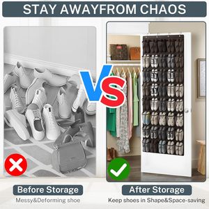 40 Pocket Over The Door <b>Shoe</b> Organizer Mesh Hanging <b>Storage</b> For <b>Shoes</b> Behind Door <b>Wall</b> <b>Mount</b> Coffee Color - Product Image 5