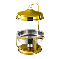 Plat à chafing de luxe en verre et métal doré en forme d'œuf, 3L, alimenté à l'alcool, pour buffet d'hôtel, banquet et traiteur