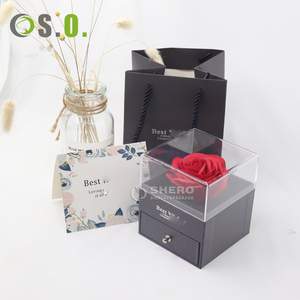 Caja de Joyería con Diseño de Cajón de Doble Capa para Almacenamiento de Lápiz Labial, Collar y Rosa Eterna para el Día de San Valentín - Product Image 3