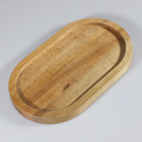 Ensemble de 4 assiettes ovales en bois d'acacia massif de style américain COSEN, écologiques, pour le camping et les événements