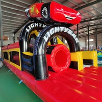 Toboggan gonflable à thème de voiture en PVC commercial toboggan sec combiné pour enfants et adultes parc d'attractions extérieur