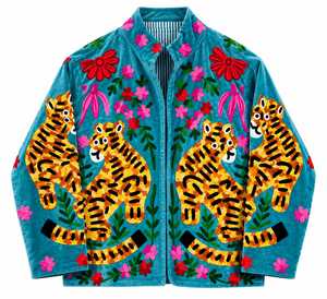 Elegant Turquoise <b>Velvet</b> Bomber <b>Jacket</b> <b>Women</b> Handmade Solid Long Sleeve V-neck Winter Breathable Quick-Dry Cotton Lining - Product Image 6