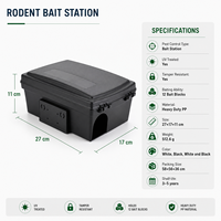 Piège à souris et rongeurs de qualité supérieure, boîte noire en plastique, station d'appât réutilisable pour le contrôle des rongeurs