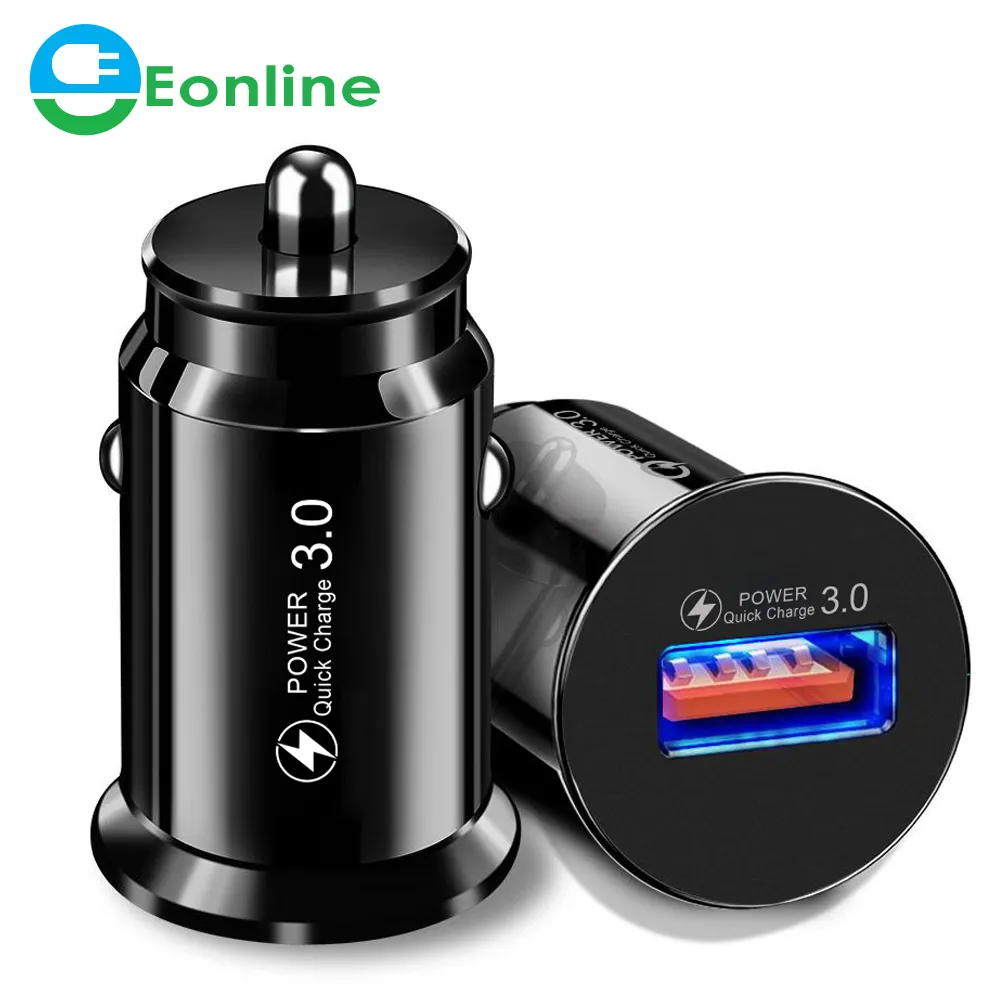 EONLINE 18W Quick Charge 3.0 2.0 Mobile Phone Charger 1 Port USB Fast Car Charger for iPhone 14 13 Samsung Tablet Car-Charger