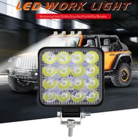 Luz Exterior LED de 3 Pulgadas y 48w para Automóvil, Luces de Haz Amplio Cuadradas, Bombilla Todoterreno, Lámpara Antiniebla para Jeep, SUV, Camioneta