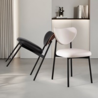 Chaise de salle à manger moderne minimaliste en fer rembourrée avec coussin en cuir, cadre métallique antirouille, pieds stables, pour la maison, la cuisine, la salle à manger