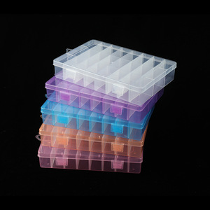 Plastic Storage <b>Box</b> 24 Compartment Transparent <b>With</b> <b>Lid</b> For Jewelry Hardware Parts Organization Rectangle Shape <b>Small</b> Size - Product Image 1